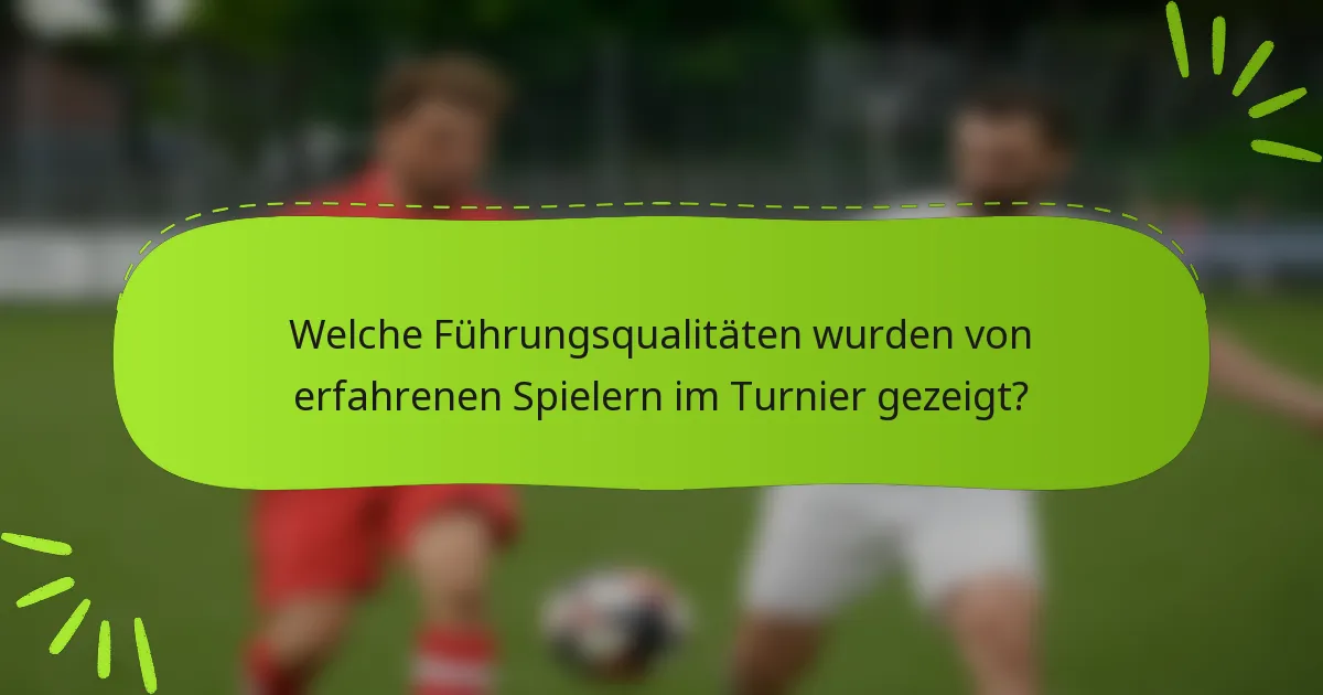 Welche Führungsqualitäten wurden von erfahrenen Spielern im Turnier gezeigt?