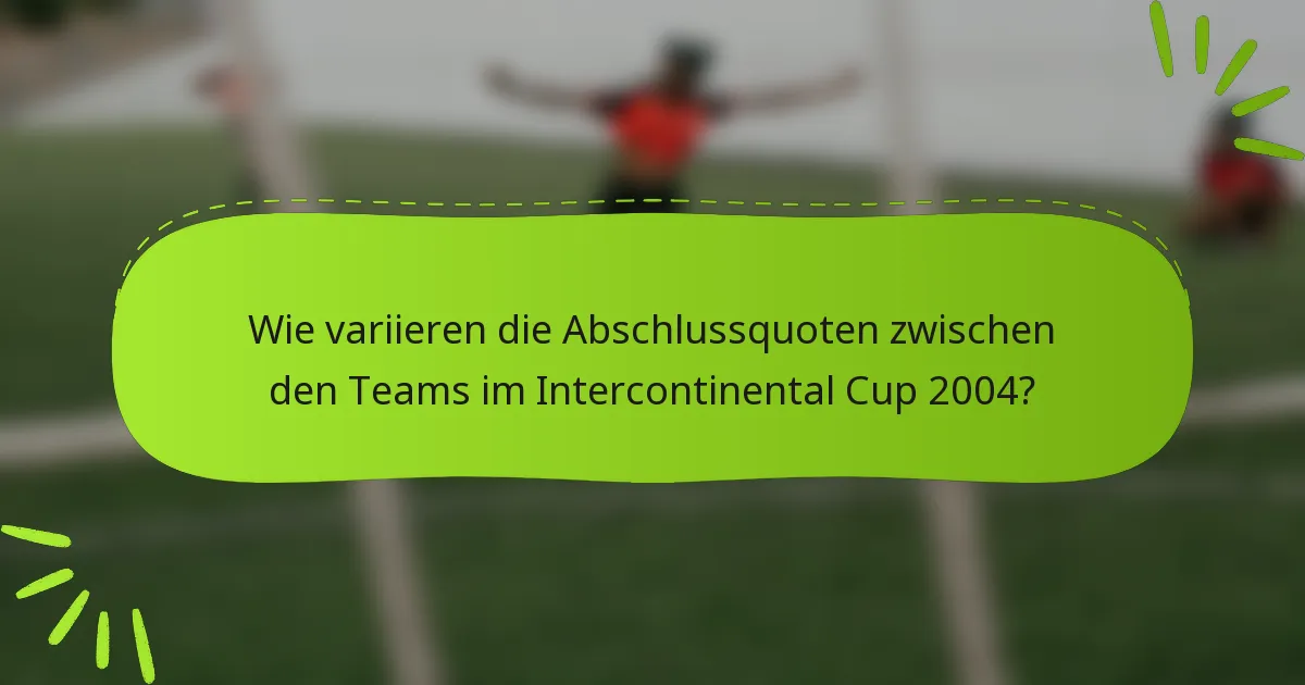 Wie variieren die Abschlussquoten zwischen den Teams im Intercontinental Cup 2004?